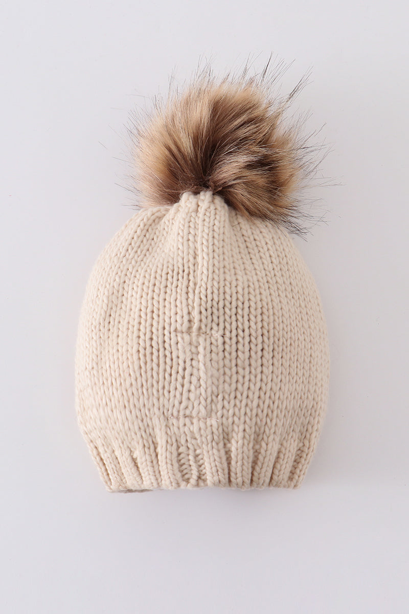 Hand Embroidered Pom Pom Beanie | Mommy & Me Matching Hat Set