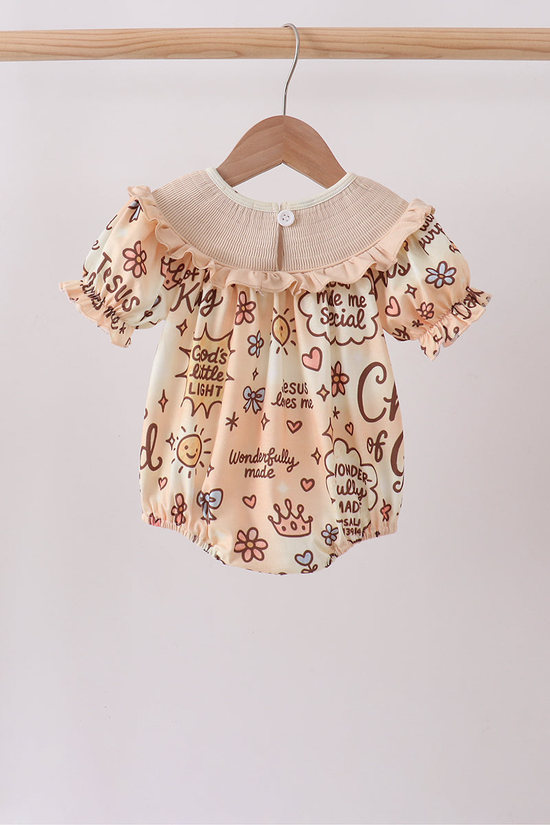 Girls Child of God Smocked Ruffle Bubble Romper
