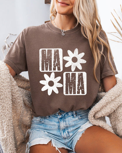 Floral Mama Comfort Colors T-Shirt – Garment-Dyed Graphic Mom Tee