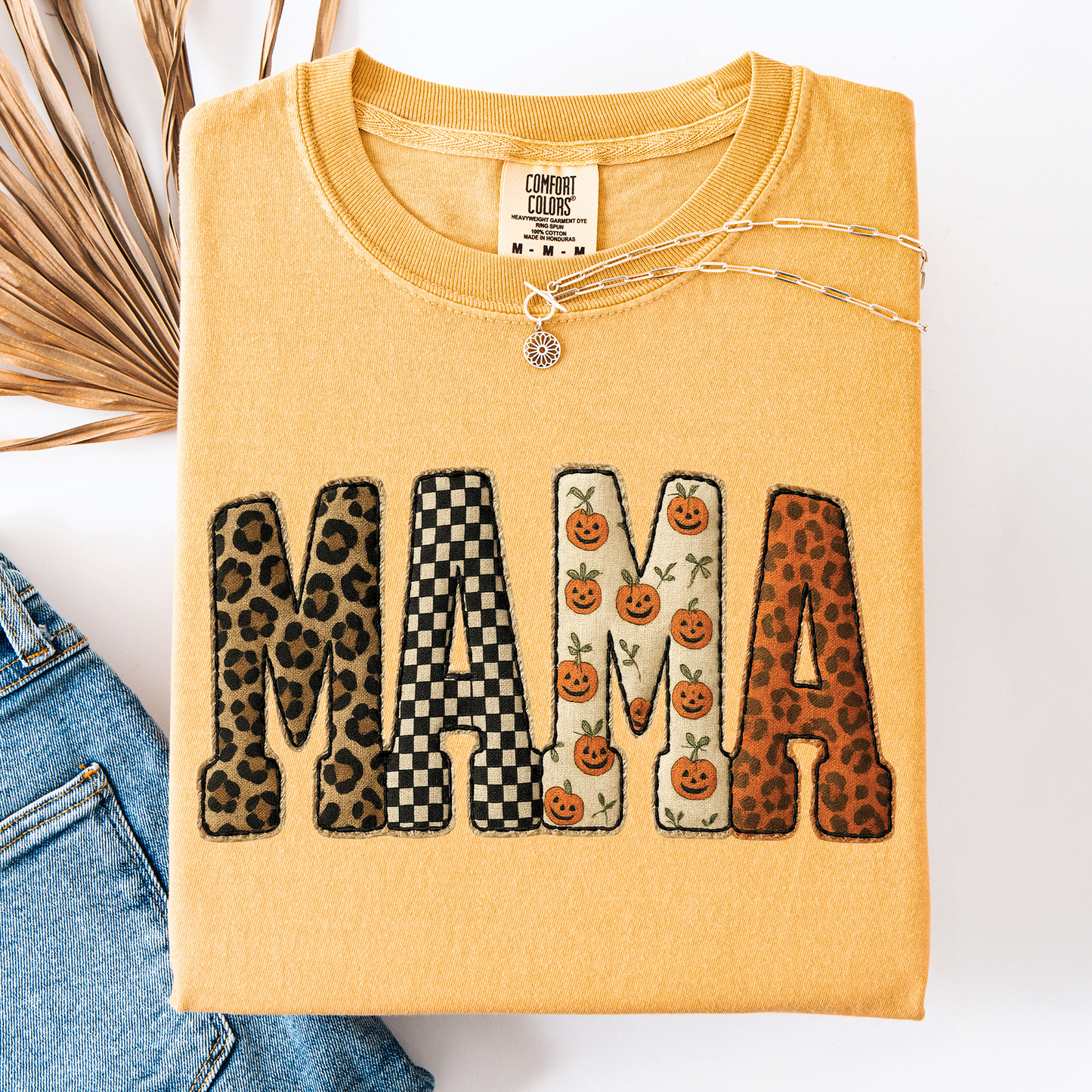 Mama Halloween T-Shirt – Leopard & Pumpkin Print Comfort Colors Tee