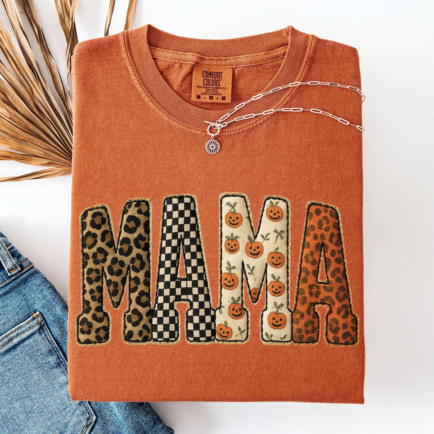 Mama Halloween T-Shirt – Leopard & Pumpkin Print Comfort Colors Tee