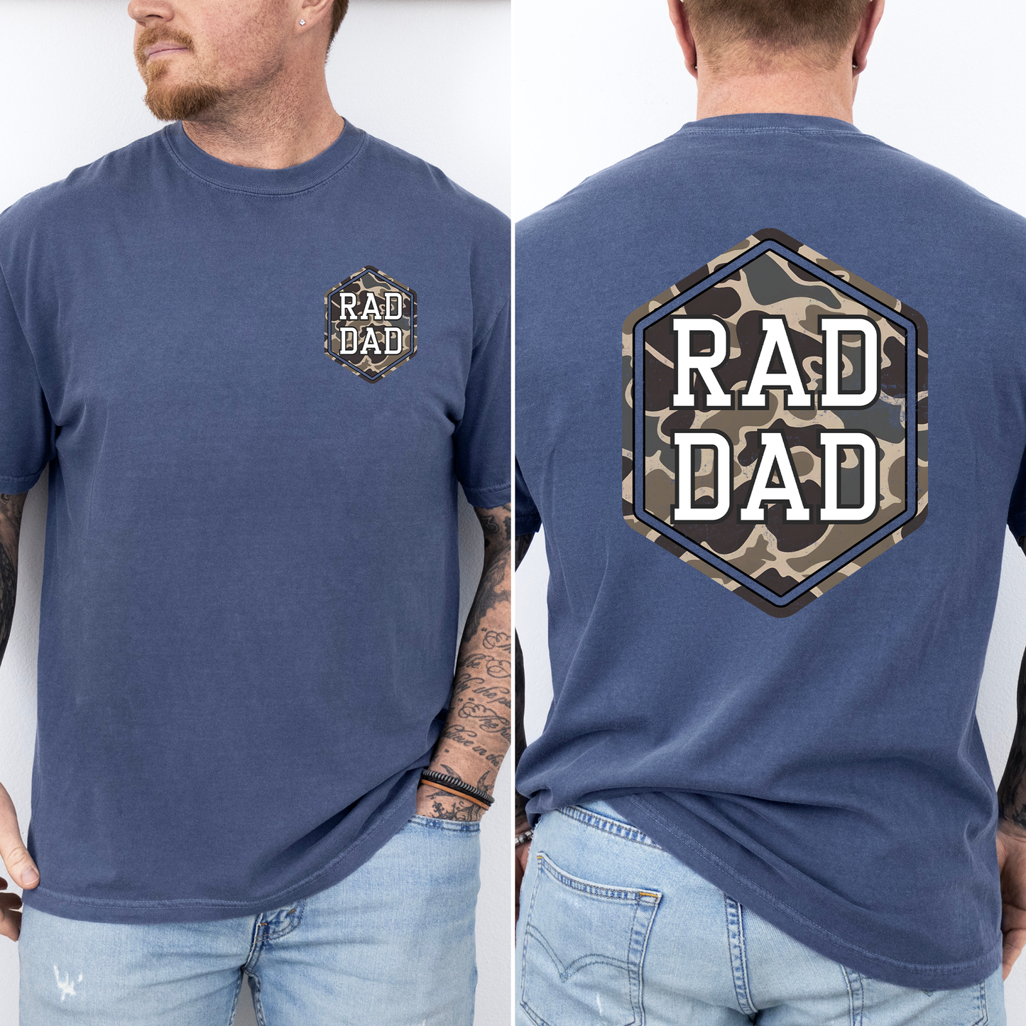 Rad Dad Camo Graphic Tee | Retro Style Shirt for Dads