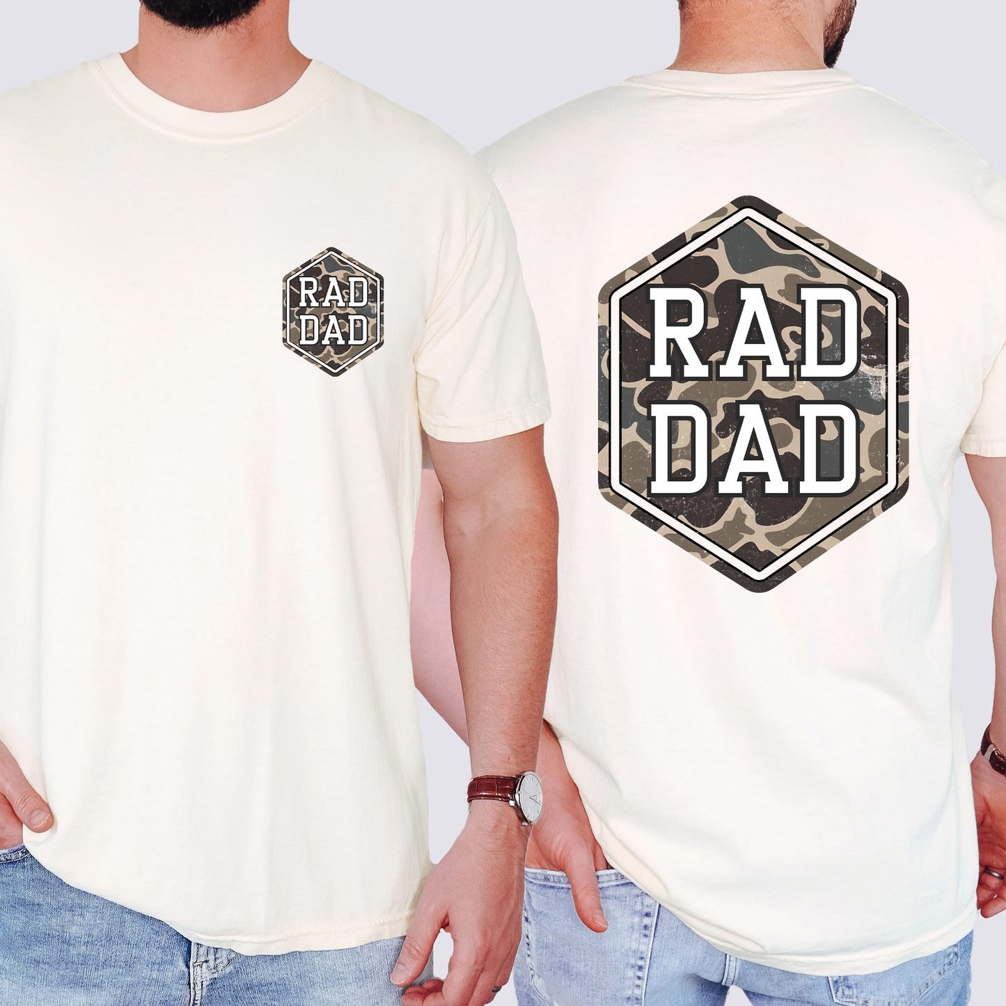 Rad Dad Camo Graphic Tee | Retro Style Shirt for Dads