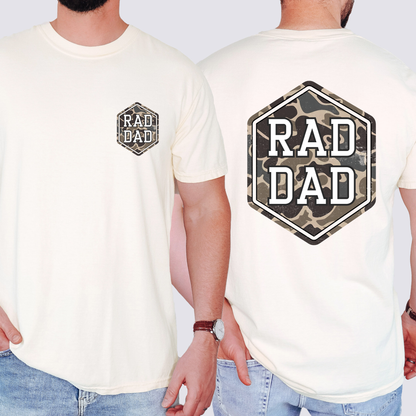 Rad Dad Camo Graphic Tee | Retro Style Shirt for Dads
