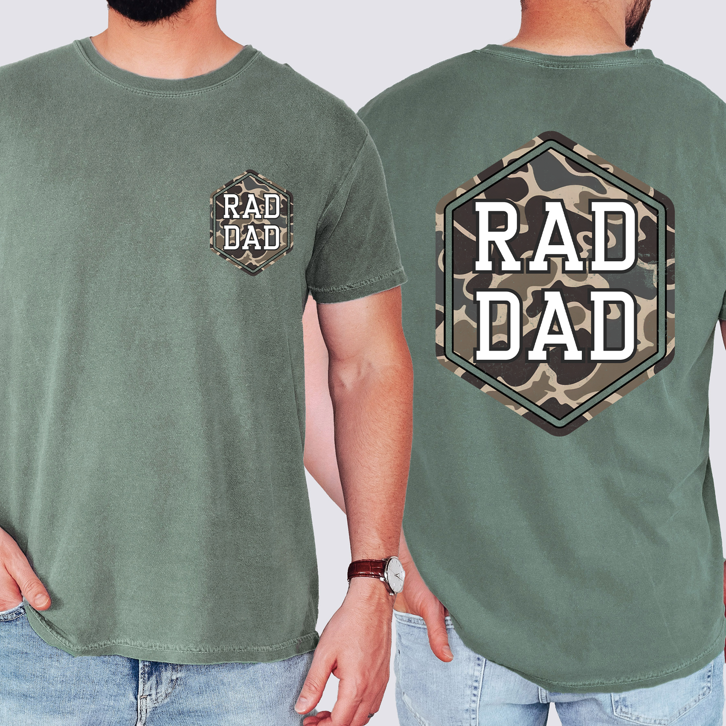 Rad Dad Camo Graphic Tee | Retro Style Shirt for Dads