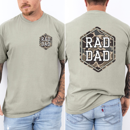 Rad Dad Camo Graphic Tee | Retro Style Shirt for Dads