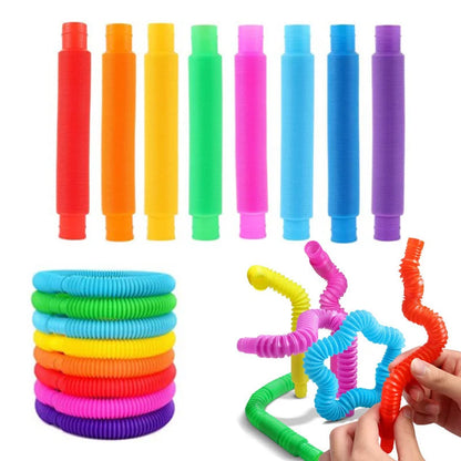 Pop Tubes Sensory Fidget Toys – 5 or 10 Pack for Kids, Classroom & Stress Relief