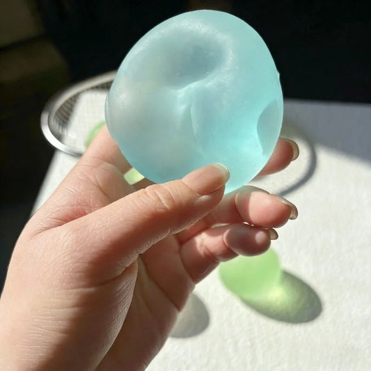 Squishy Blue Maltose Squeeze Toy | Transparent Mochi Sensory Fidget Toy
