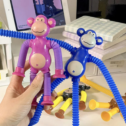 Suction Cup Monkey Pop Tubes Fidget Toy | Stress Relief Sensory Toy for Kids and Adults