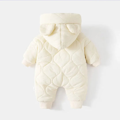 Baby Winter Romper – Fur-Lined Cartoon Bear Jumpsuit for Infants & Toddlers