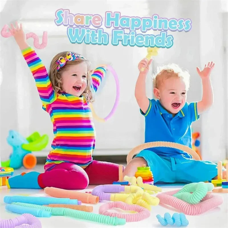 Pop Tubes Sensory Fidget Toys – 5 or 10 Pack for Kids, Classroom & Stress Relief
