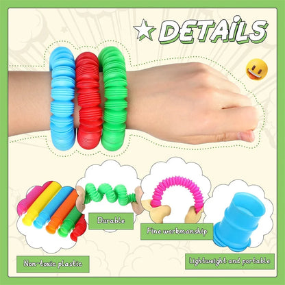 Pop Tubes Sensory Fidget Toys – 5 or 10 Pack for Kids, Classroom & Stress Relief