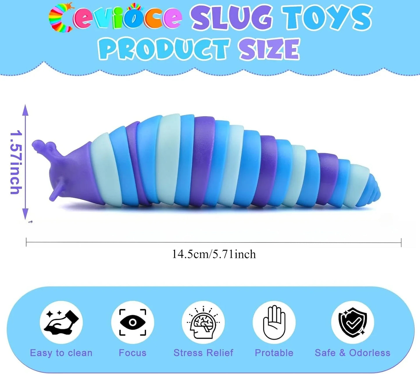 Slug Fidget Sensory Toy – Calming Stress Relief Toy for Kids with Sensory Needs & Travel