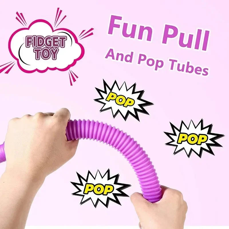Pop Tubes Sensory Fidget Toys – 5 or 10 Pack for Kids, Classroom & Stress Relief