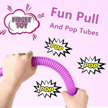 Pop Tubes Sensory Fidget Toys – 5 or 10 Pack for Kids, Classroom & Stress Relief