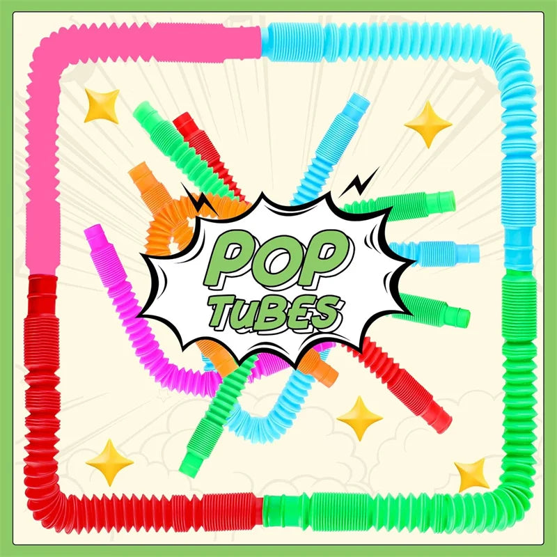 Pop Tubes Sensory Fidget Toys – 5 or 10 Pack for Kids, Classroom & Stress Relief