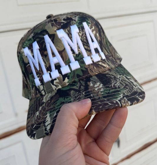 Mama Camo 3D Embroidered Hat | Adjustable Cap for Moms