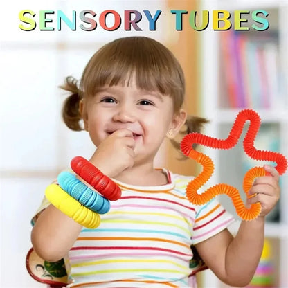 Pop Tubes Sensory Fidget Toys – 5 or 10 Pack for Kids, Classroom & Stress Relief