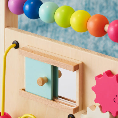 Tiny Land® Rainbow Wooden Baby Walker – Natural Wood Activity Push Toy for Toddlers