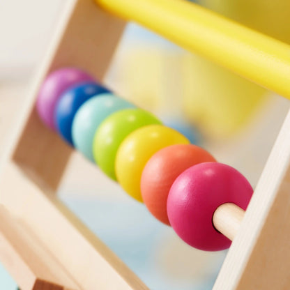 Tiny Land® Rainbow Wooden Baby Walker – Natural Wood Activity Push Toy for Toddlers