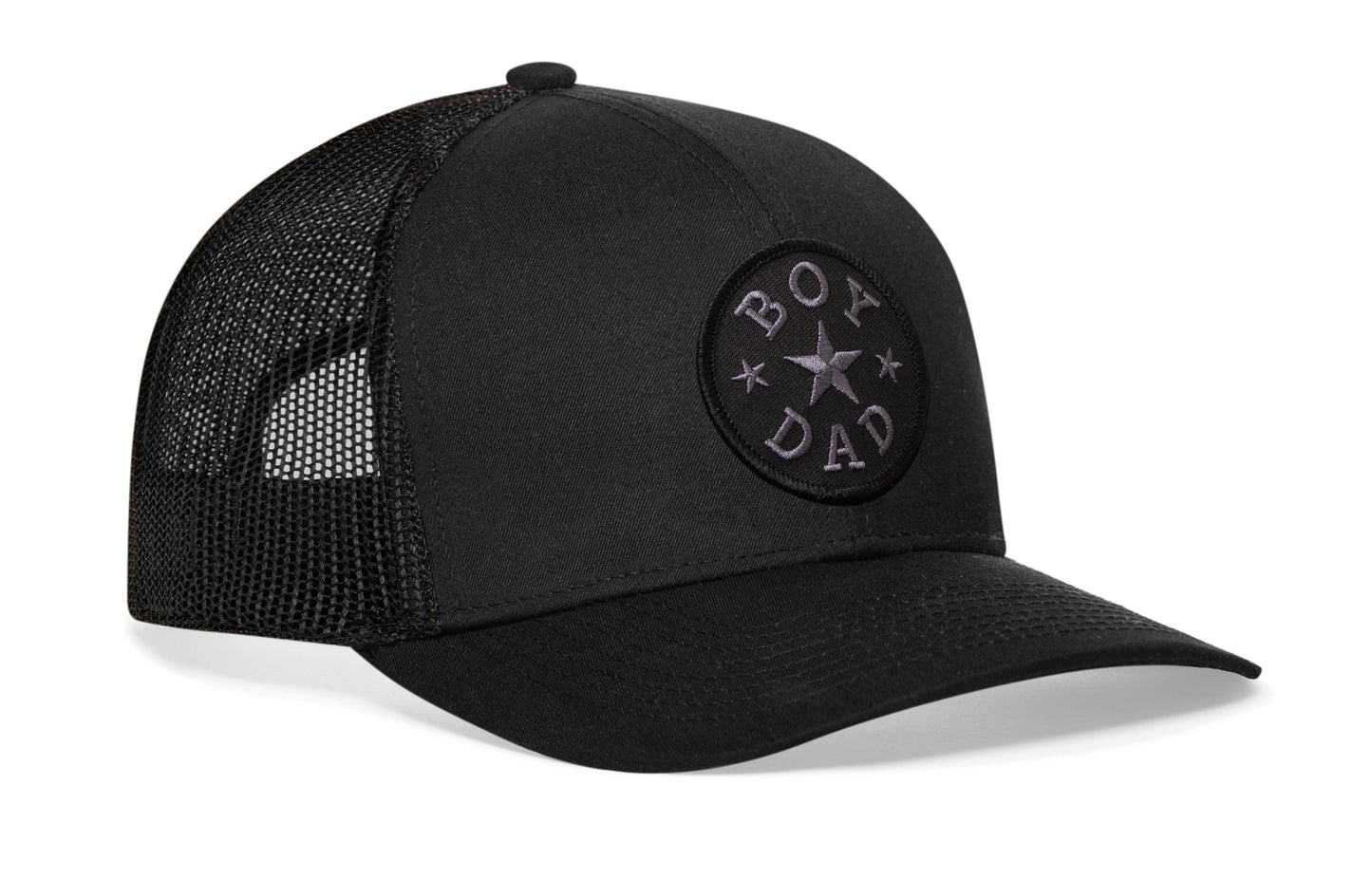 Boy Dad Trucker Hat – Black Snapback | HAKA Leather Patch