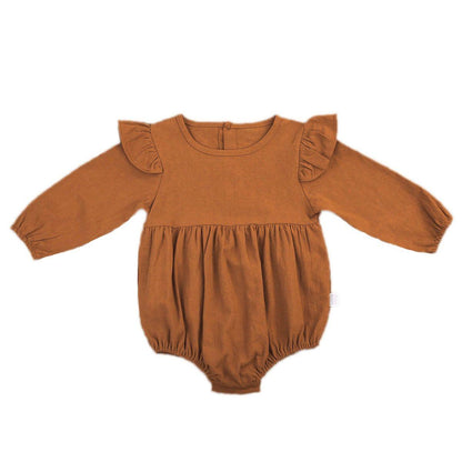 Baby Girl Floral Butterfly Sleeve Cotton Romper
