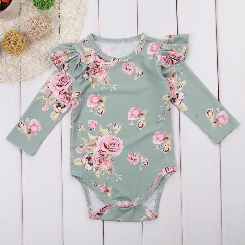 Baby Girl Floral Butterfly Sleeve Cotton Romper
