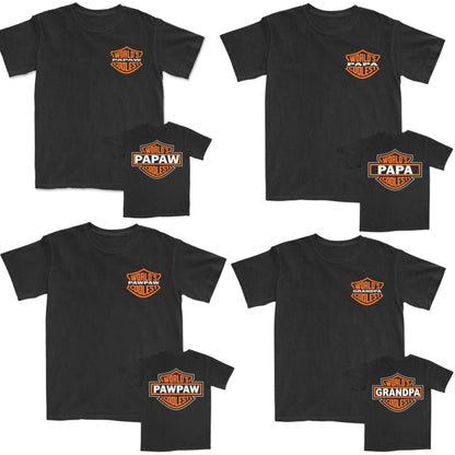 World's Coolest Grandpa Motorcycle T-Shirt - Back Print for Dad, Father's Day & Birthday Gift