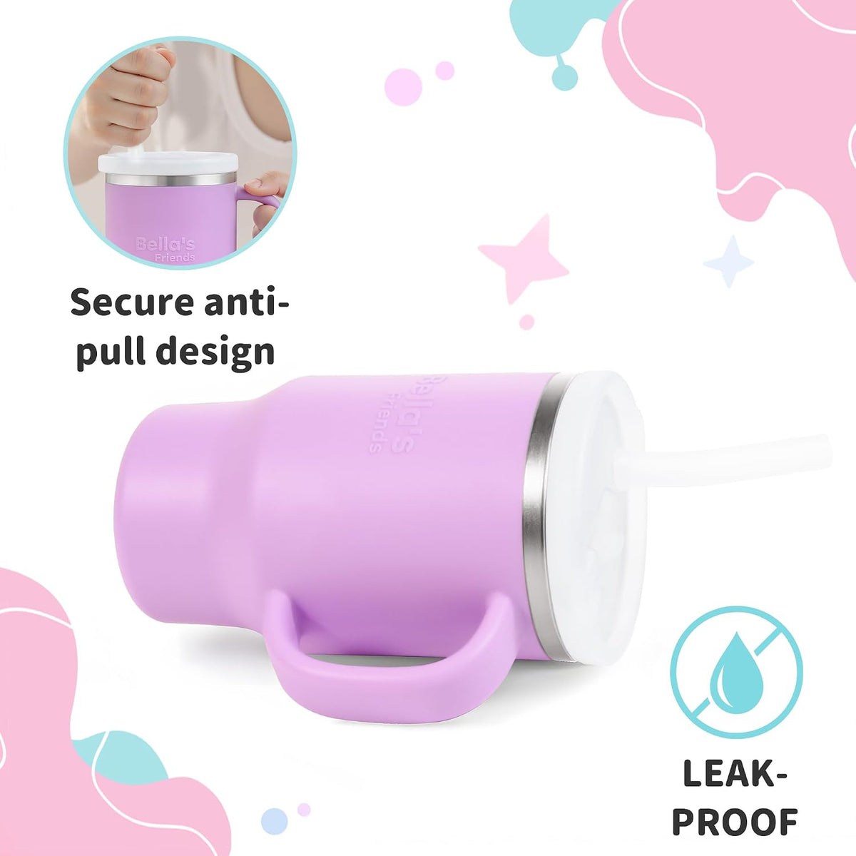 Sippy Cups for Toddlers 1-3, Spill-Proof 9Oz Stainless Steel Toddler Tumbler with Handle, Leak‑Proof Baby Straw Cups, My First Tumbler, Birthday Gifts for 1 Year Old Girls Boys, Bpa-Free, 2 Pack