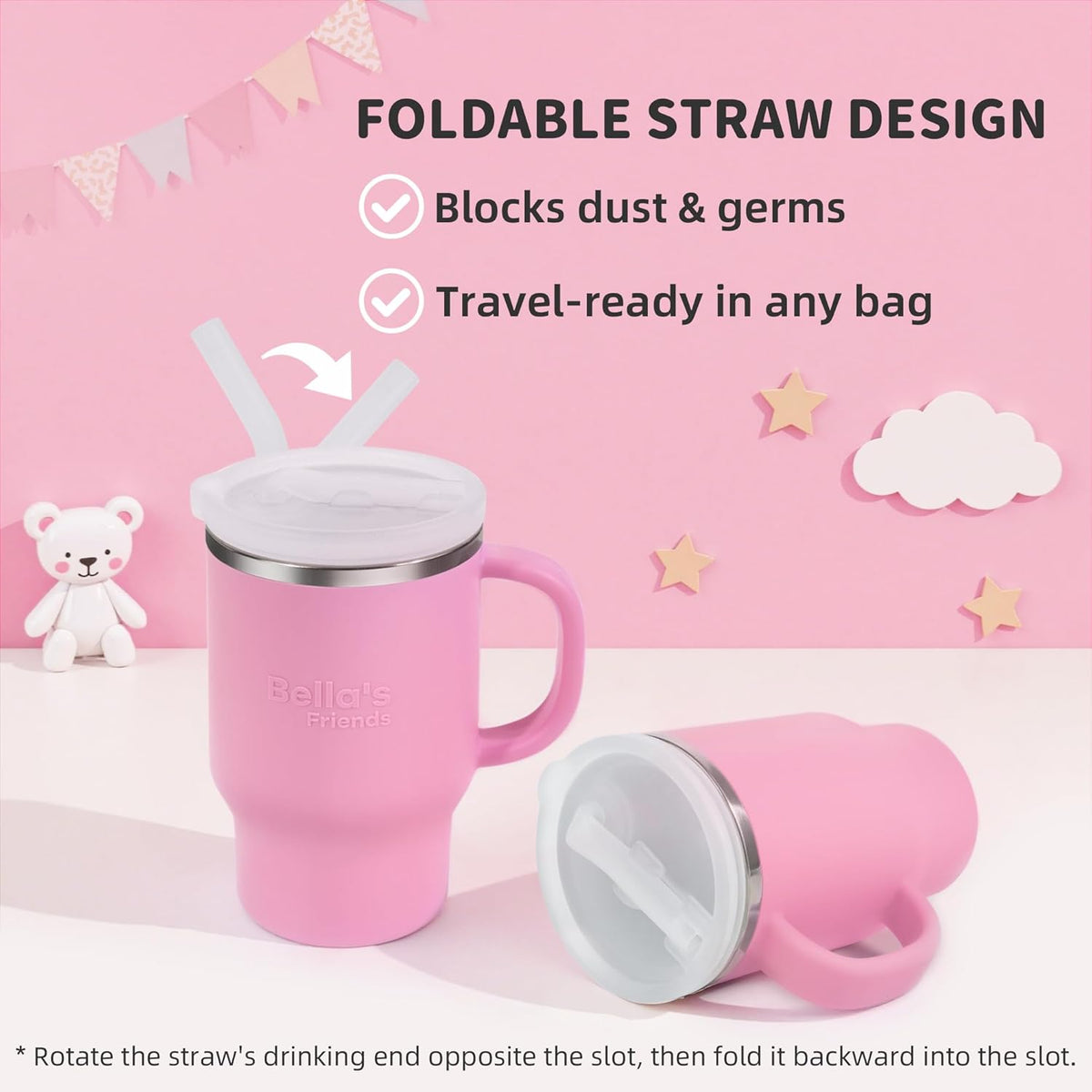 Sippy Cups for Toddlers 1-3, Spill-Proof 9Oz Stainless Steel Toddler Tumbler with Handle, Leak‑Proof Baby Straw Cups, My First Tumbler, Birthday Gifts for 1 Year Old Girls Boys, Bpa-Free, 2 Pack