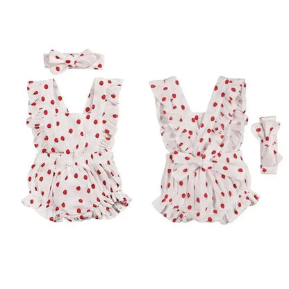 Baby Girl Ruffled Solid Color Sleeveless Backless Romper Jumpsuit Comfy Outfit Excellent Gift For Your Baby Girl