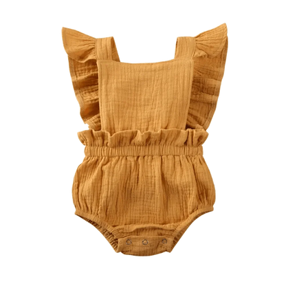 Baby Girl Ruffled Solid Color Sleeveless Backless Romper Jumpsuit Comfy Outfit Excellent Gift For Your Baby Girl