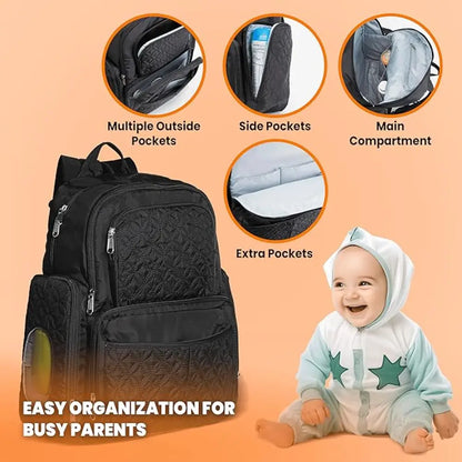 Baby on the Go Diaper Bag Backpack – Black