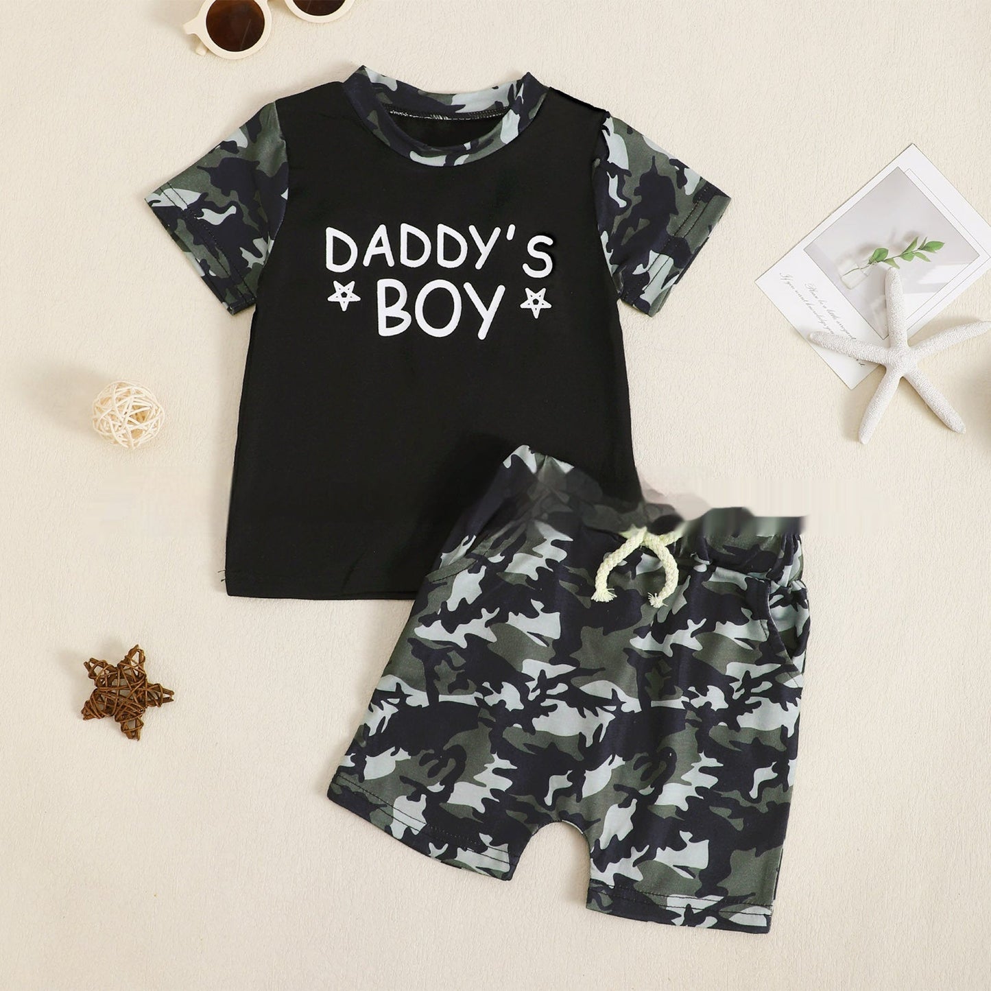 Boys' Camo Print T-Shirt & Shorts Set (2-Piece)