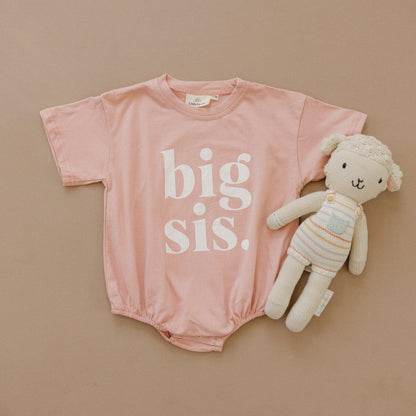 Girls "Big Sis" Graphic Bubble Romper