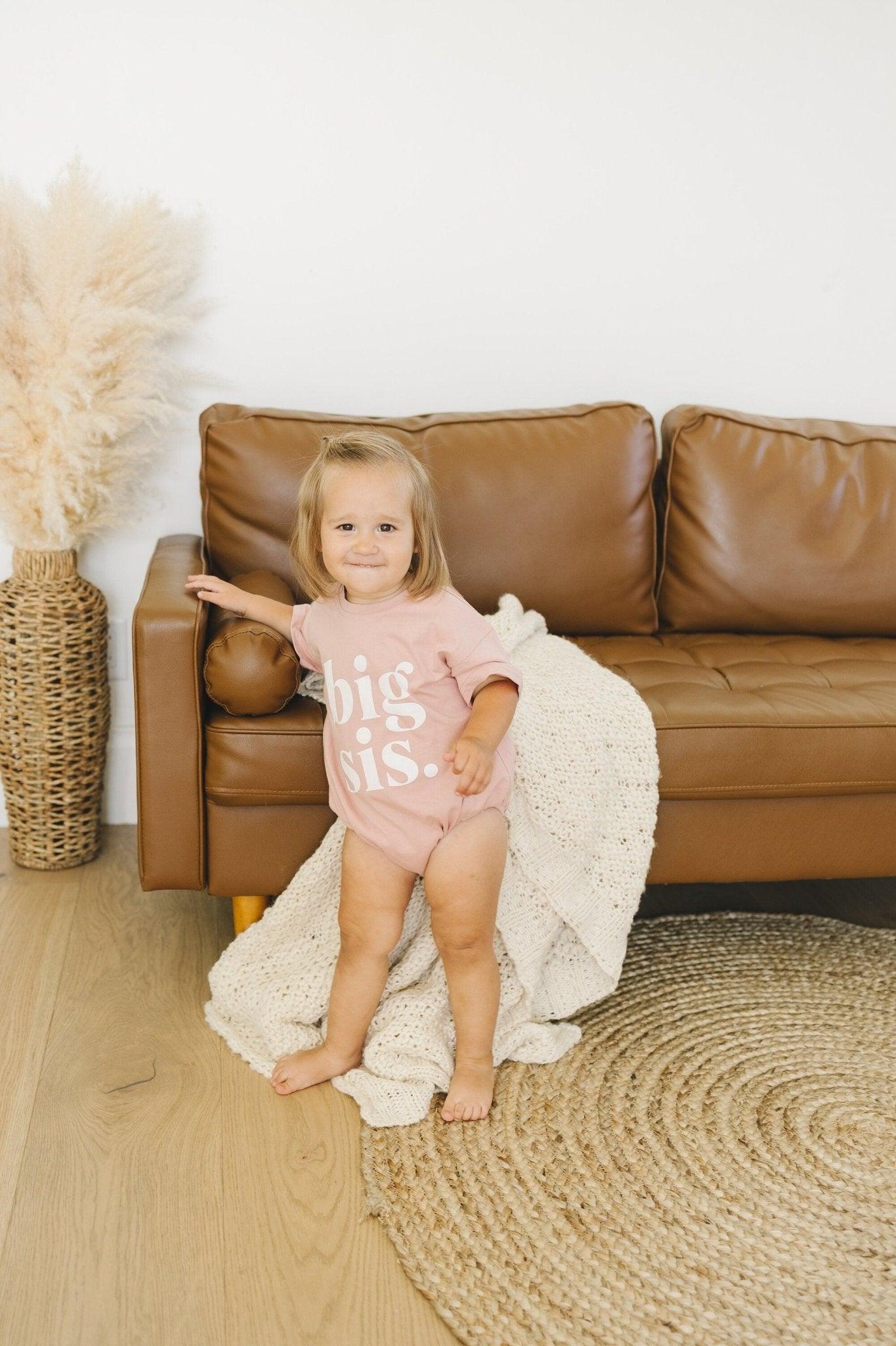 Girls "Big Sis" Graphic Bubble Romper
