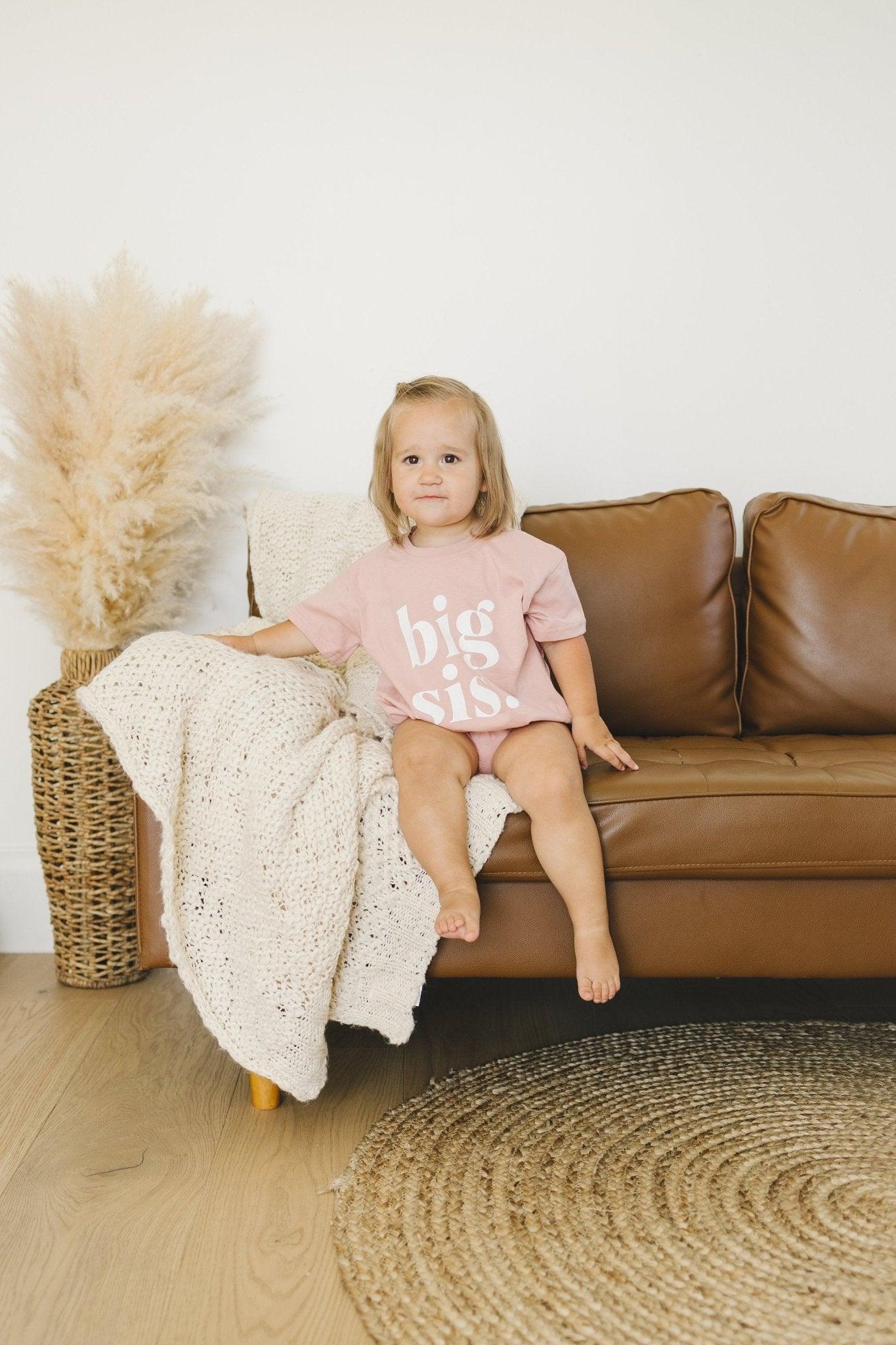 Girls "Big Sis" Graphic Bubble Romper