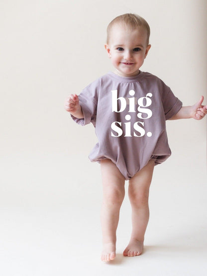 Girls "Big Sis" Graphic Bubble Romper