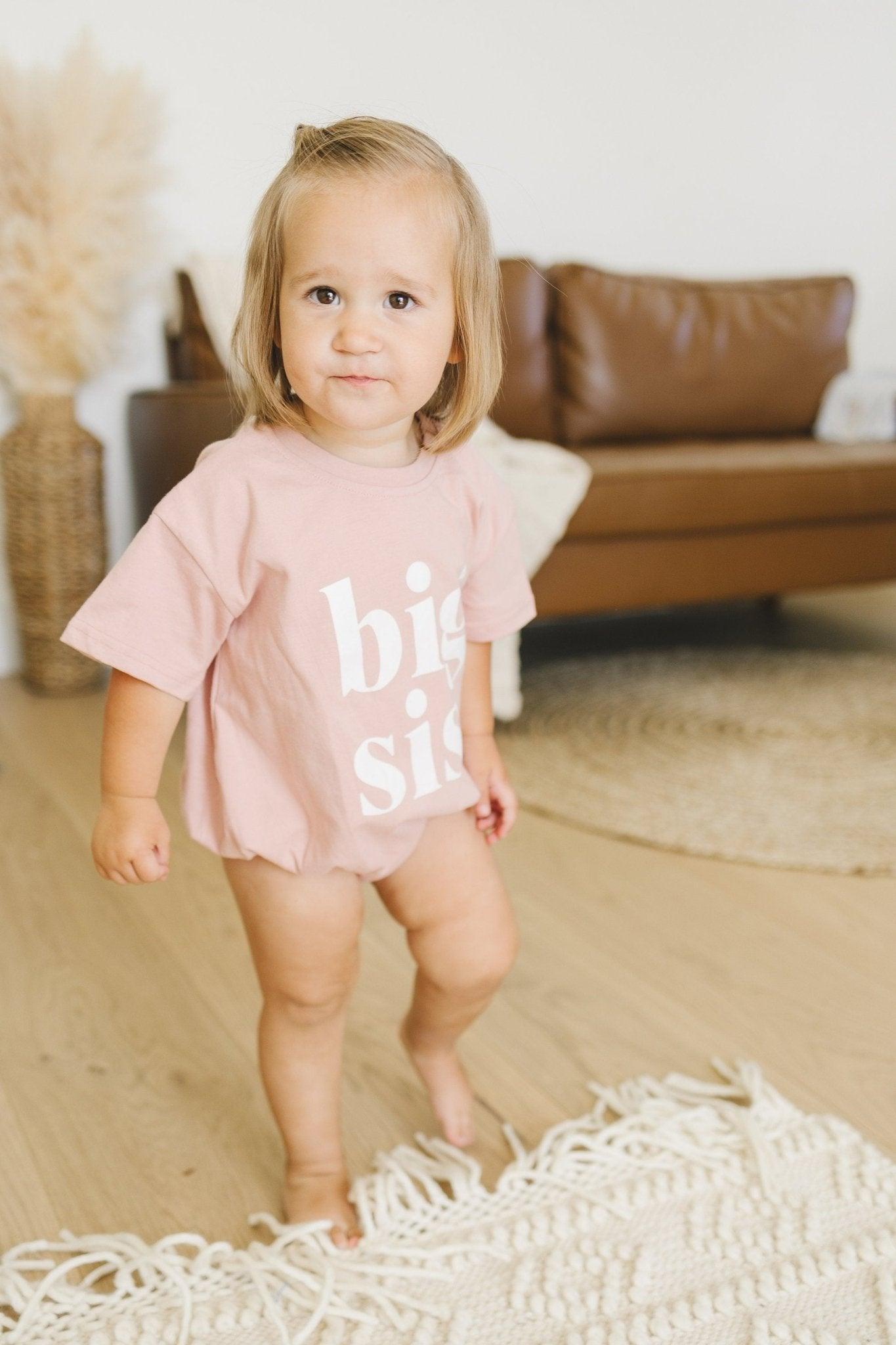 Girls "Big Sis" Graphic Bubble Romper