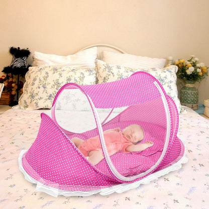 Portable Baby Travel Crib with Mosquito Net, Music Box & Mattress | Ages 0–3