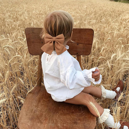 Hair Bows with Hair Clips for Girls Toddler Baby,Handmade 5" Flower Print Embroider Big Bows, Boutique Hair Accessorioes Gifts for School Kids