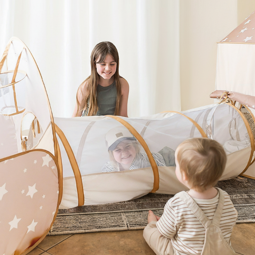 Tiny Land® Discovery 5-in-1 Kids Play Tunnel – Foldable Indoor Crawl Tunnel for Toddlers
