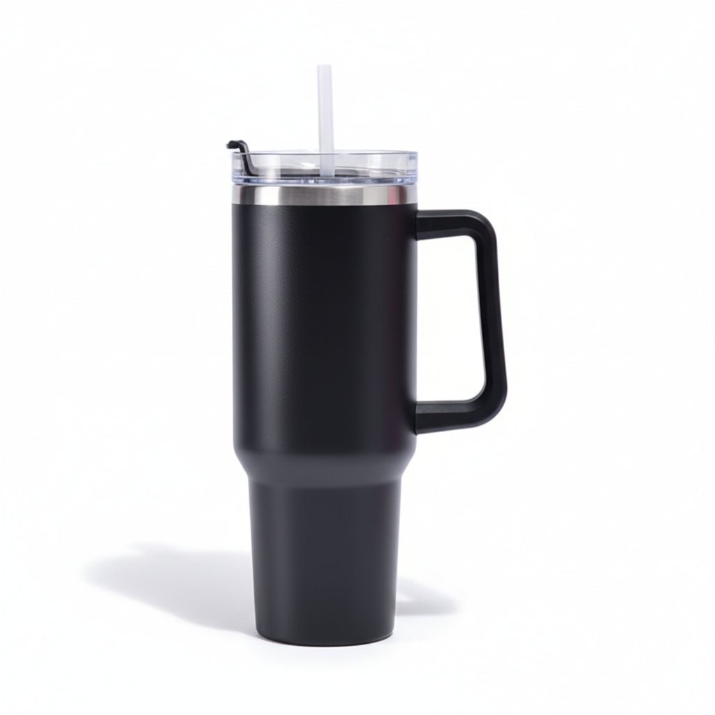 Leopard Print 40 oz Tumbler with Handle & Straw – Engraved Insulated Cup