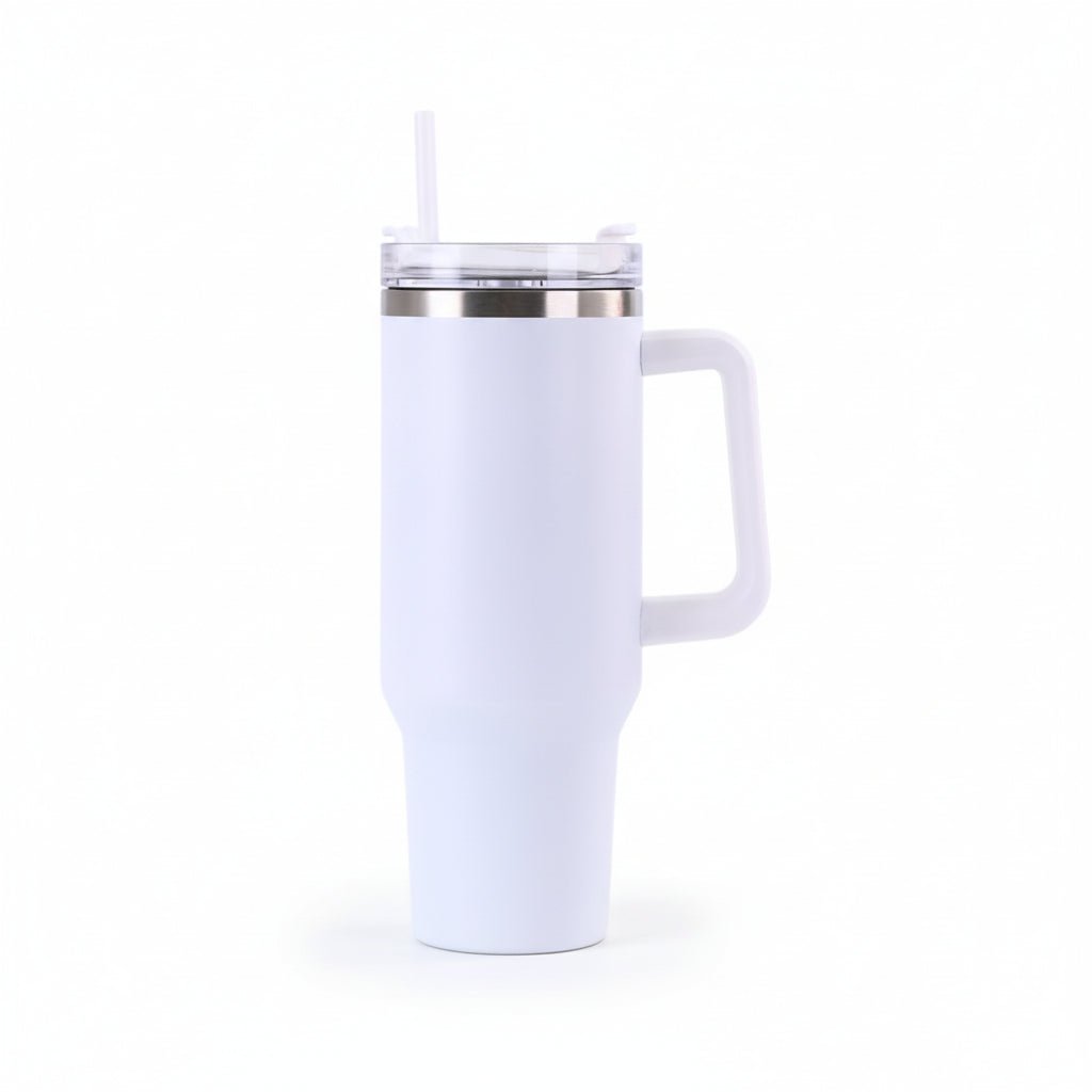 Leopard Print 40 oz Tumbler with Handle & Straw – Engraved Insulated Cup