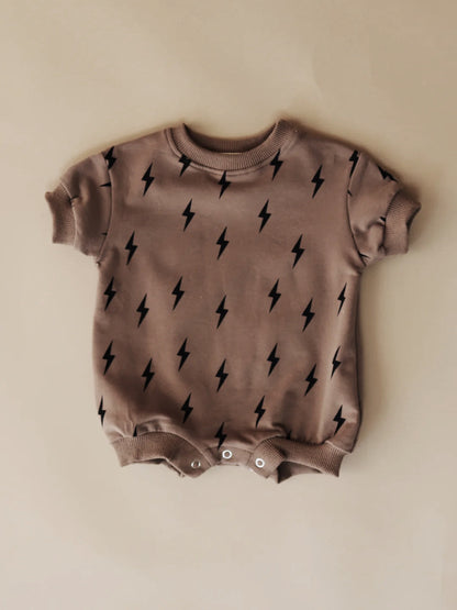 Baby Lightning Print Long Sleeve Romper | Cozy Cotton Knit