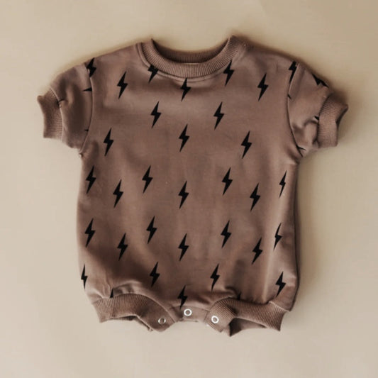 Baby Lightning Print Long Sleeve Romper | Cozy Cotton Knit
