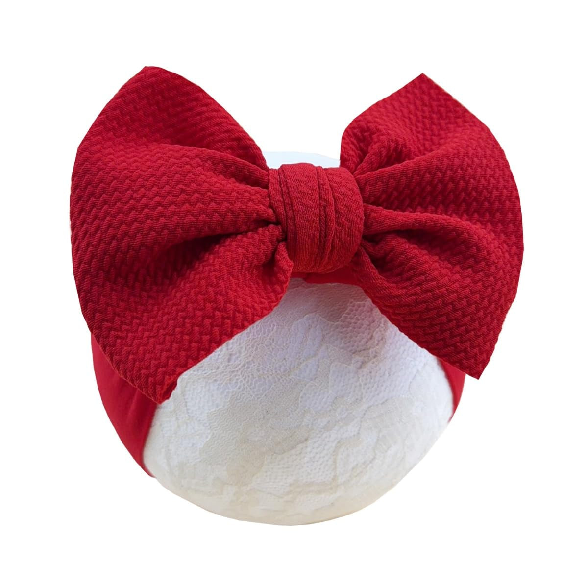 Baby Nylon Headbands Valentine'S Day Bows Stretchy Red Headbands | Stretchy Nylon Turban Headwraps,Soft Fabric,Breathable Material,Big Bows,Newborn Infant