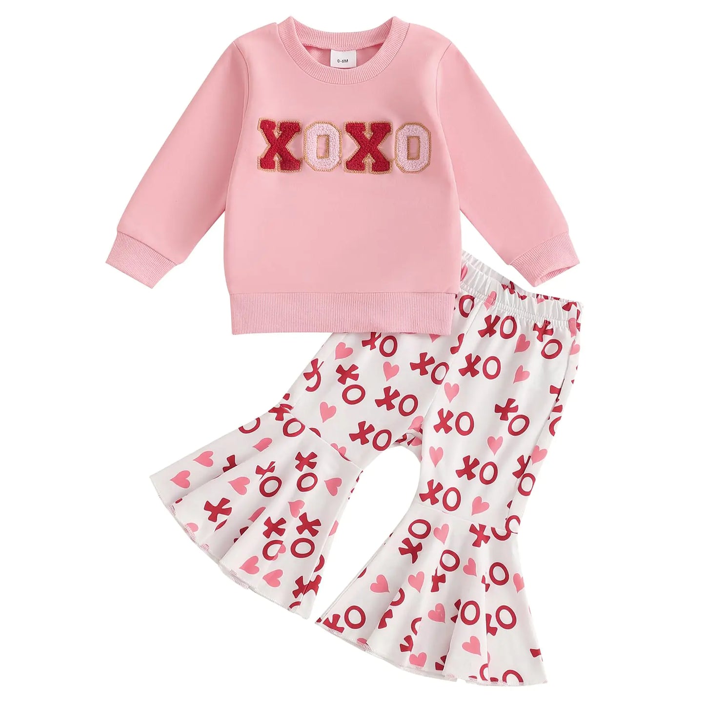 Toddler Girls' Heart Print Sweatshirt & Flared Pants Set