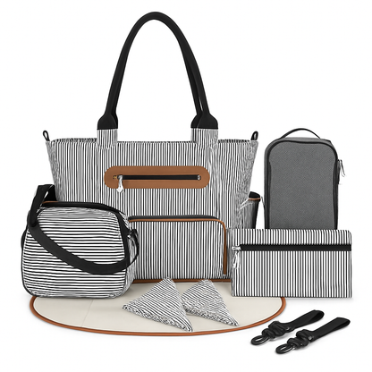 8-Piece Baby Diaper Bag Set with Bottle Bag, Purse & Changing Pad