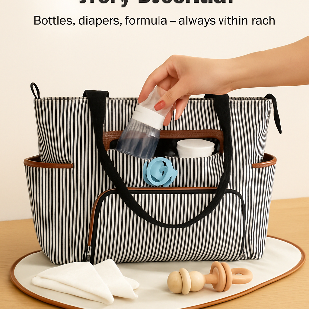 8-Piece Baby Diaper Bag Set with Bottle Bag, Purse & Changing Pad